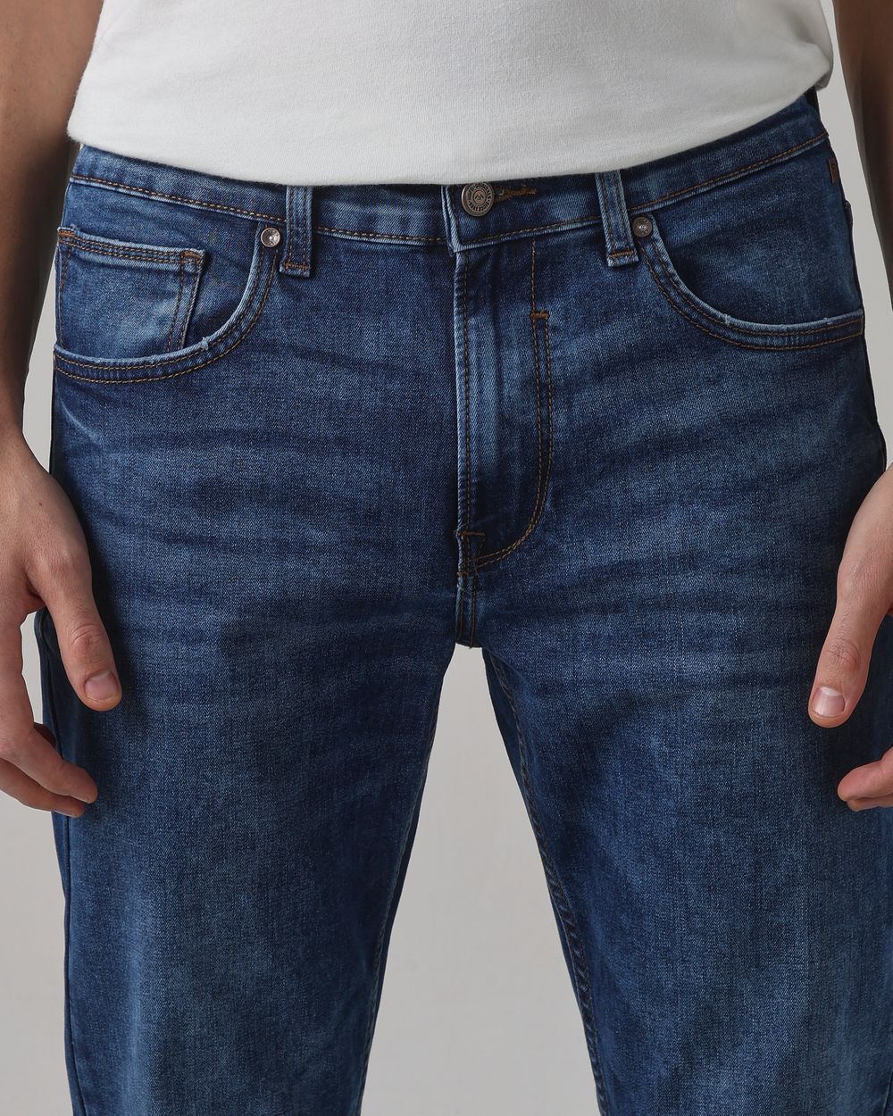 Mid Blue Straight Fit Original Stretch