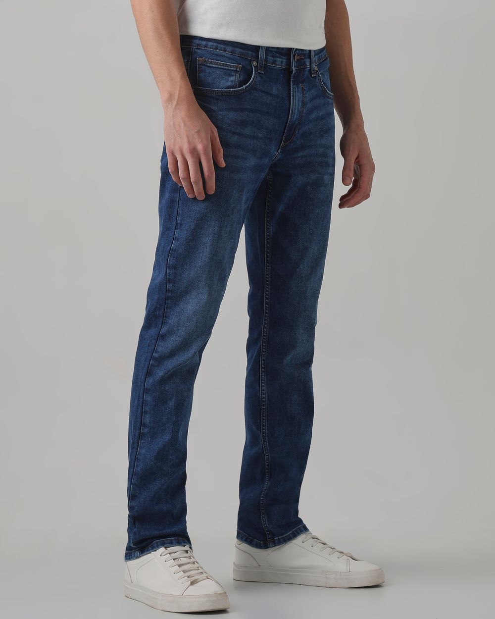 Mid Blue Straight Fit Original Stretch