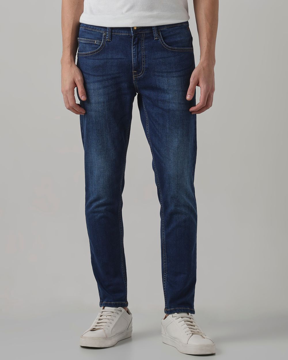 Dark Indigo Blue Ankle Length Denim Deluxe Stretch