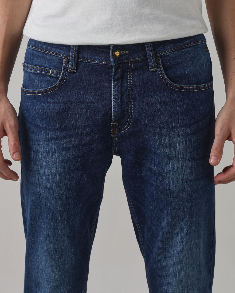 Dark Indigo Blue Ankle Length Denim Deluxe Stretch