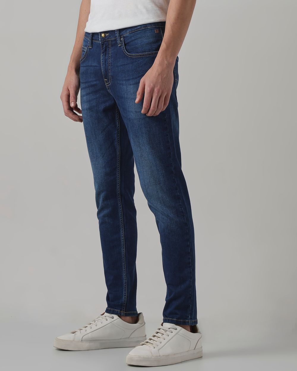 Dark Indigo Blue Ankle Length Denim Deluxe Stretch
