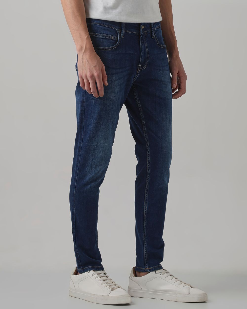 Dark Indigo Blue Ankle Length Denim Deluxe Stretch