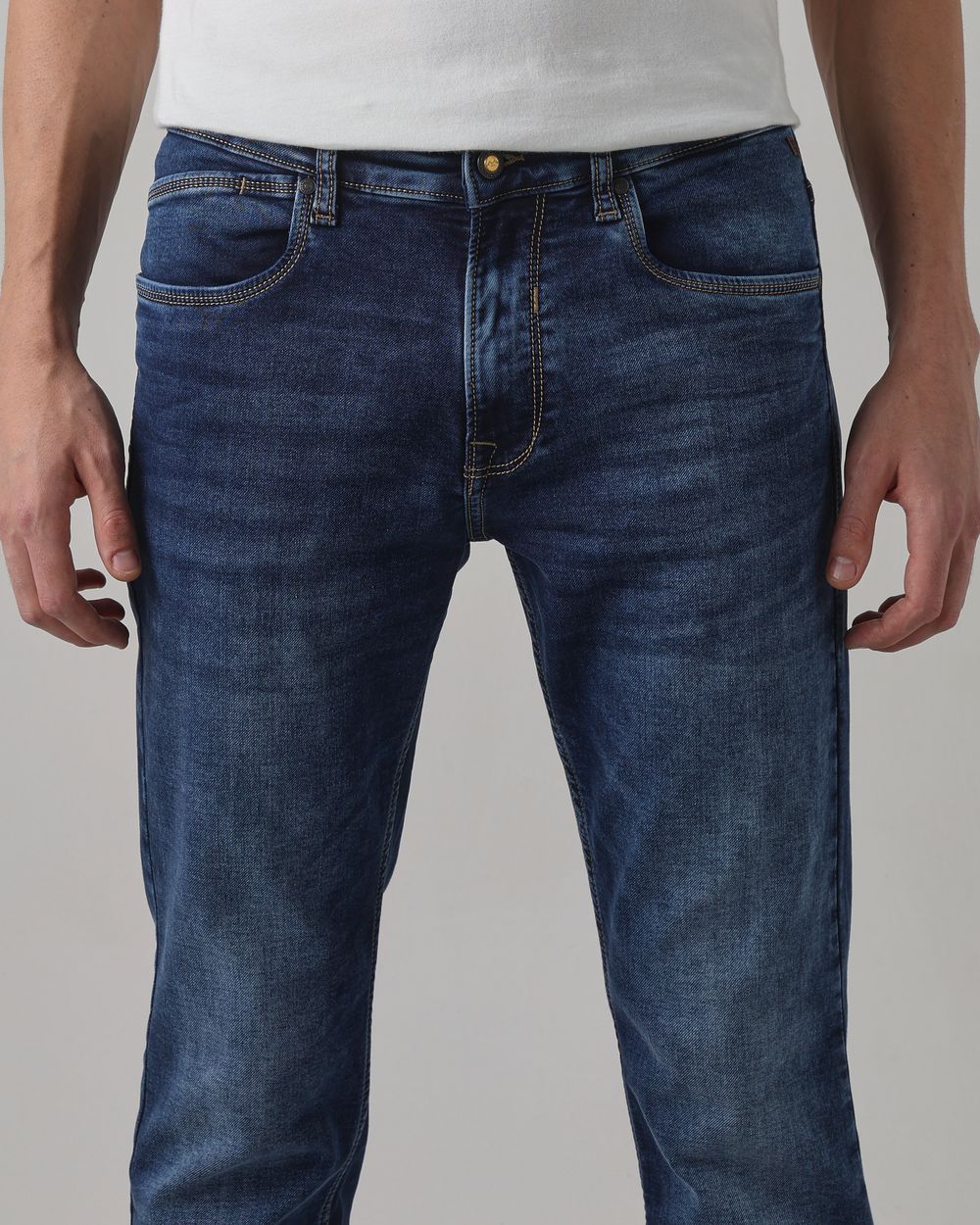 Dark Indigo Blue Straight Fit Denim Deluxe Stretch