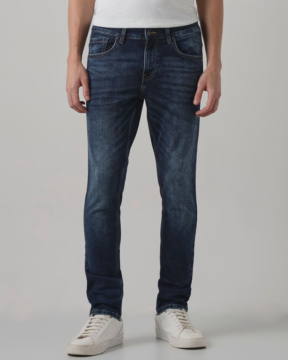 Dark Indigo Blue Skinny Fit Denim Deluxe Stretch