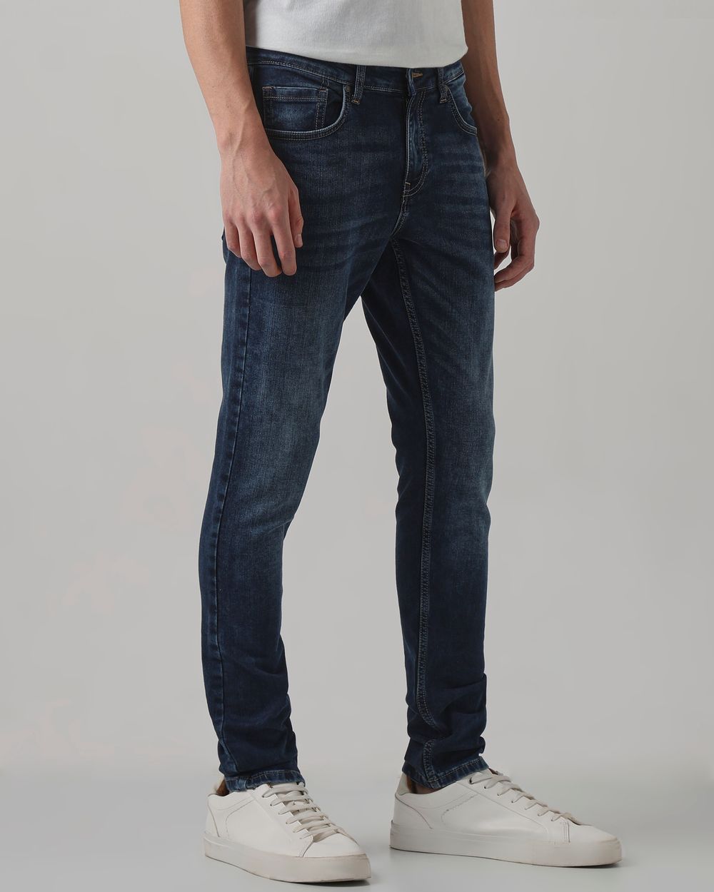 Dark Indigo Blue Skinny Fit Denim Deluxe Stretch