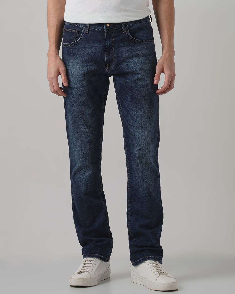 Dark Indigo Blue Straight Fit Denim Deluxe Stretch