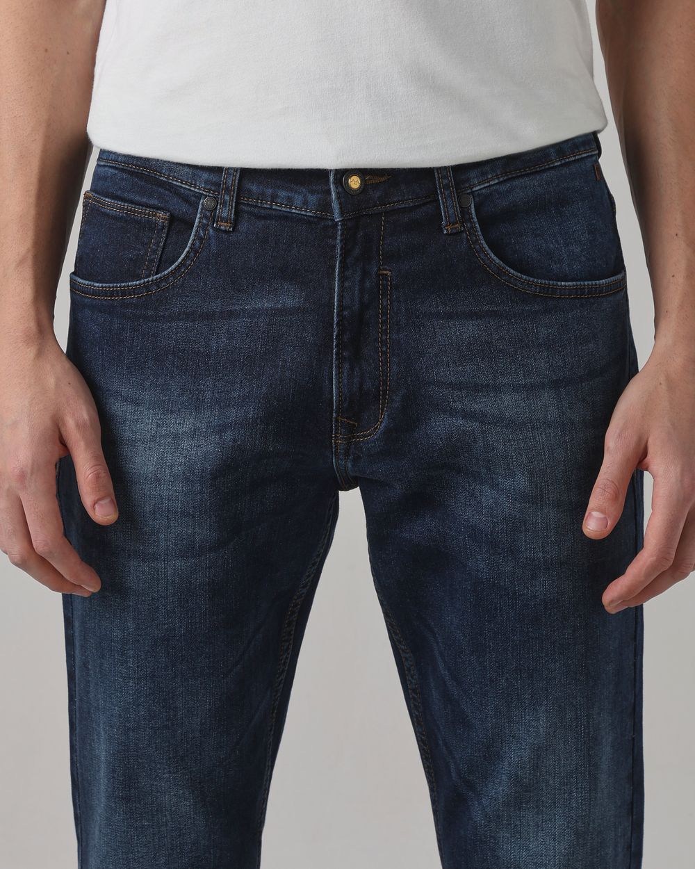 Dark Indigo Blue Straight Fit Denim Deluxe Stretch