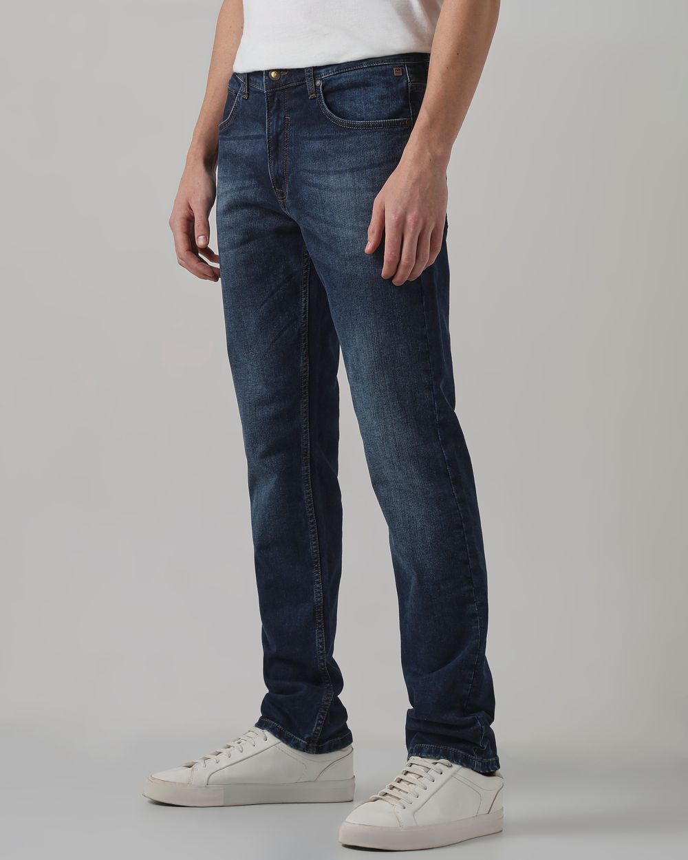 Dark Indigo Blue Straight Fit Denim Deluxe Stretch