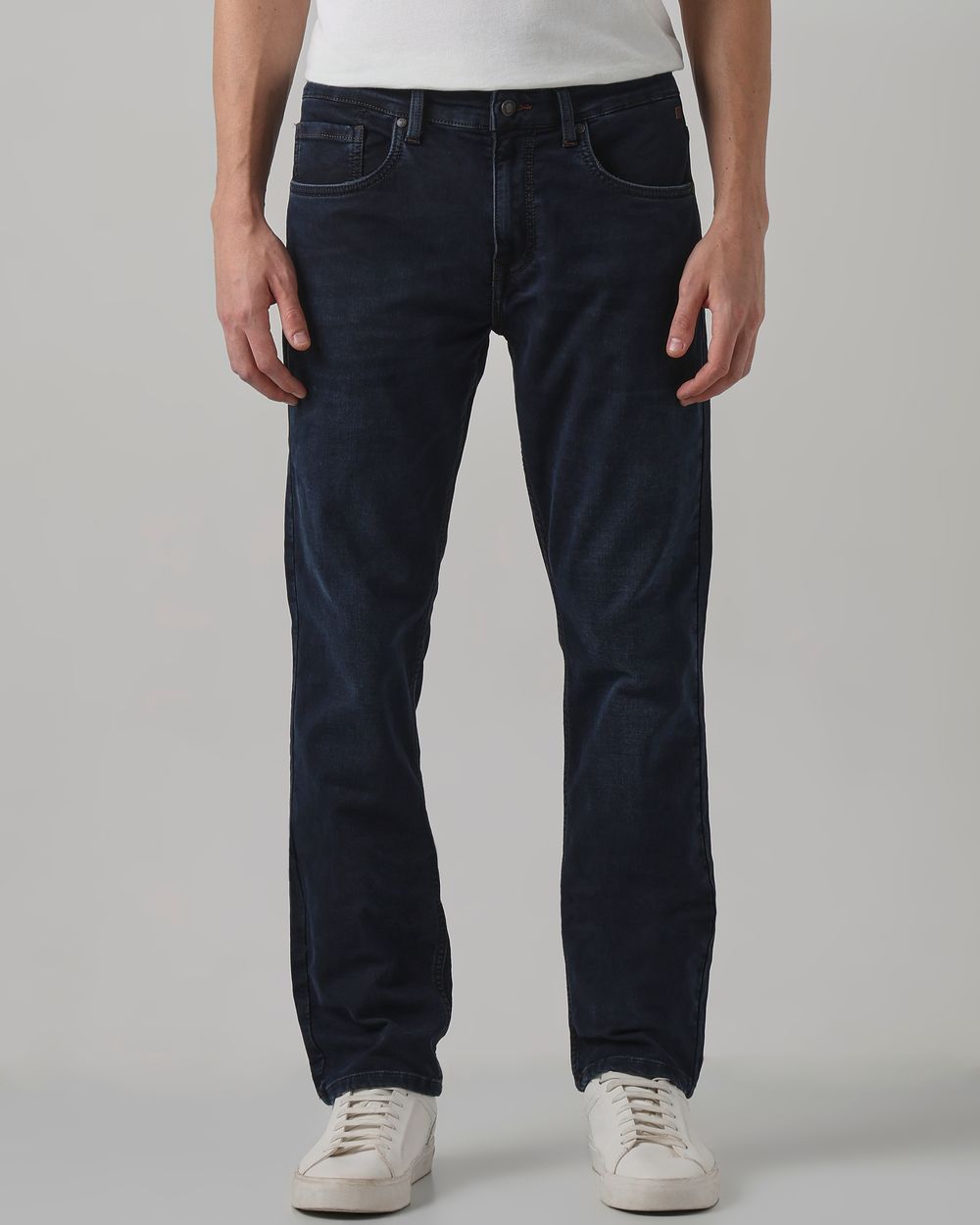 Blue Black Straight Fit Denim Deluxe Stretch