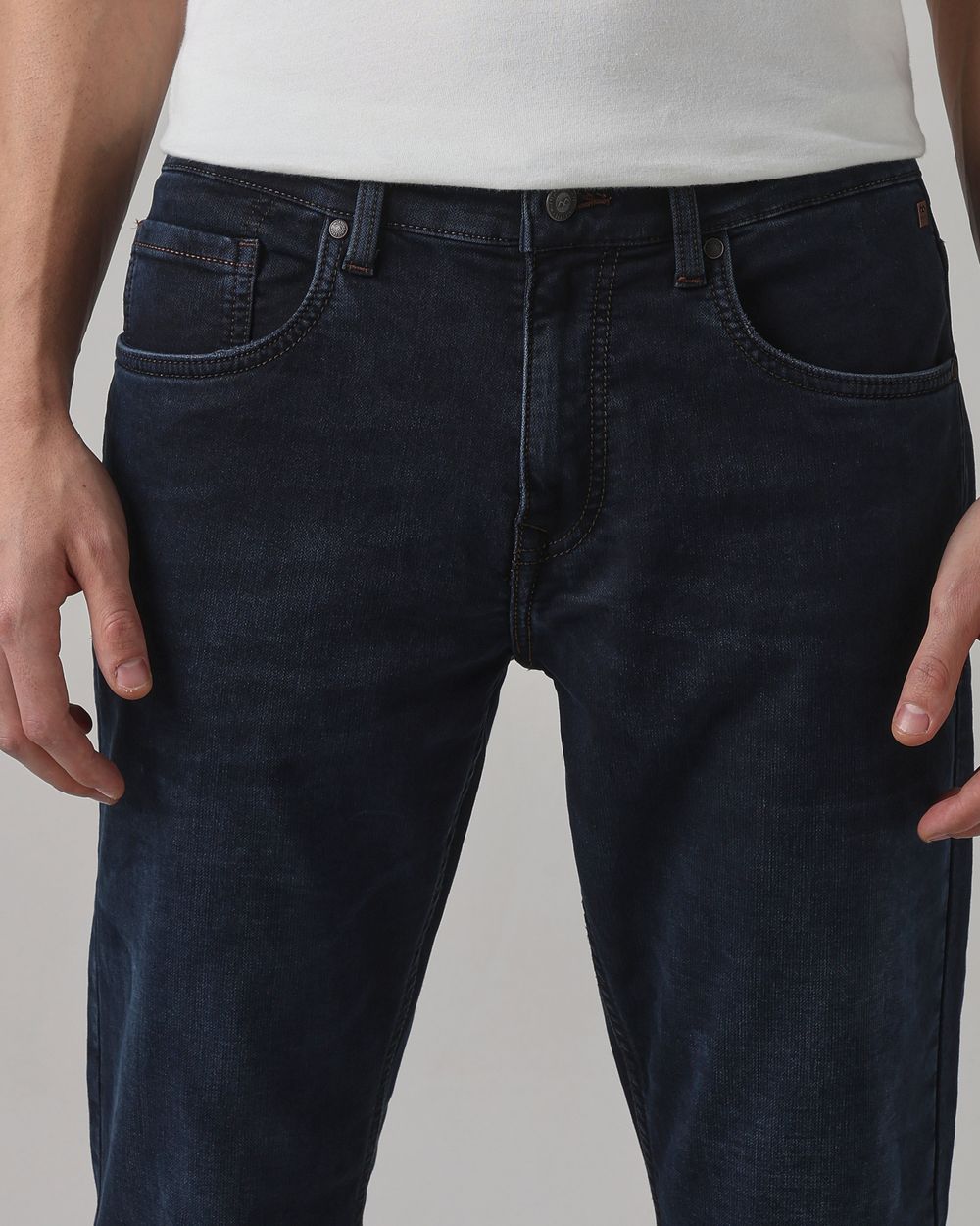 Blue Black Straight Fit Denim Deluxe Stretch