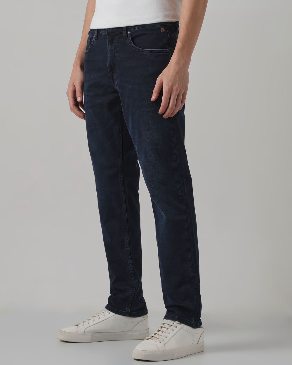 Blue Black Straight Fit Denim Deluxe Stretch