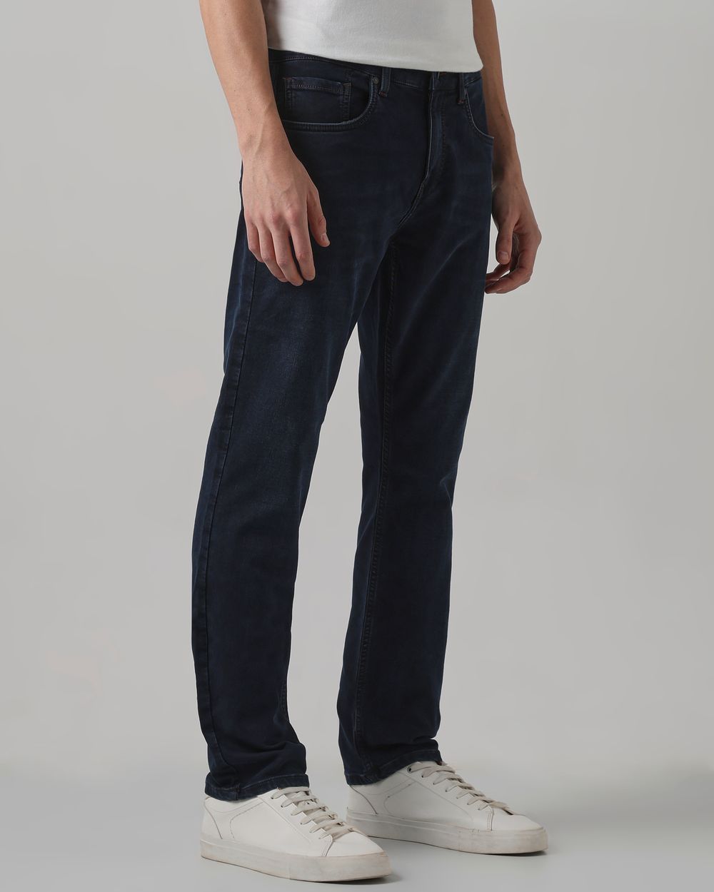 Blue Black Straight Fit Denim Deluxe Stretch
