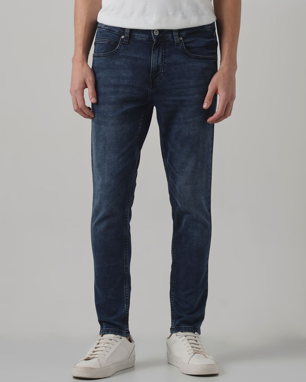 Blue Black Ankle Length Denim Deluxe Stretch