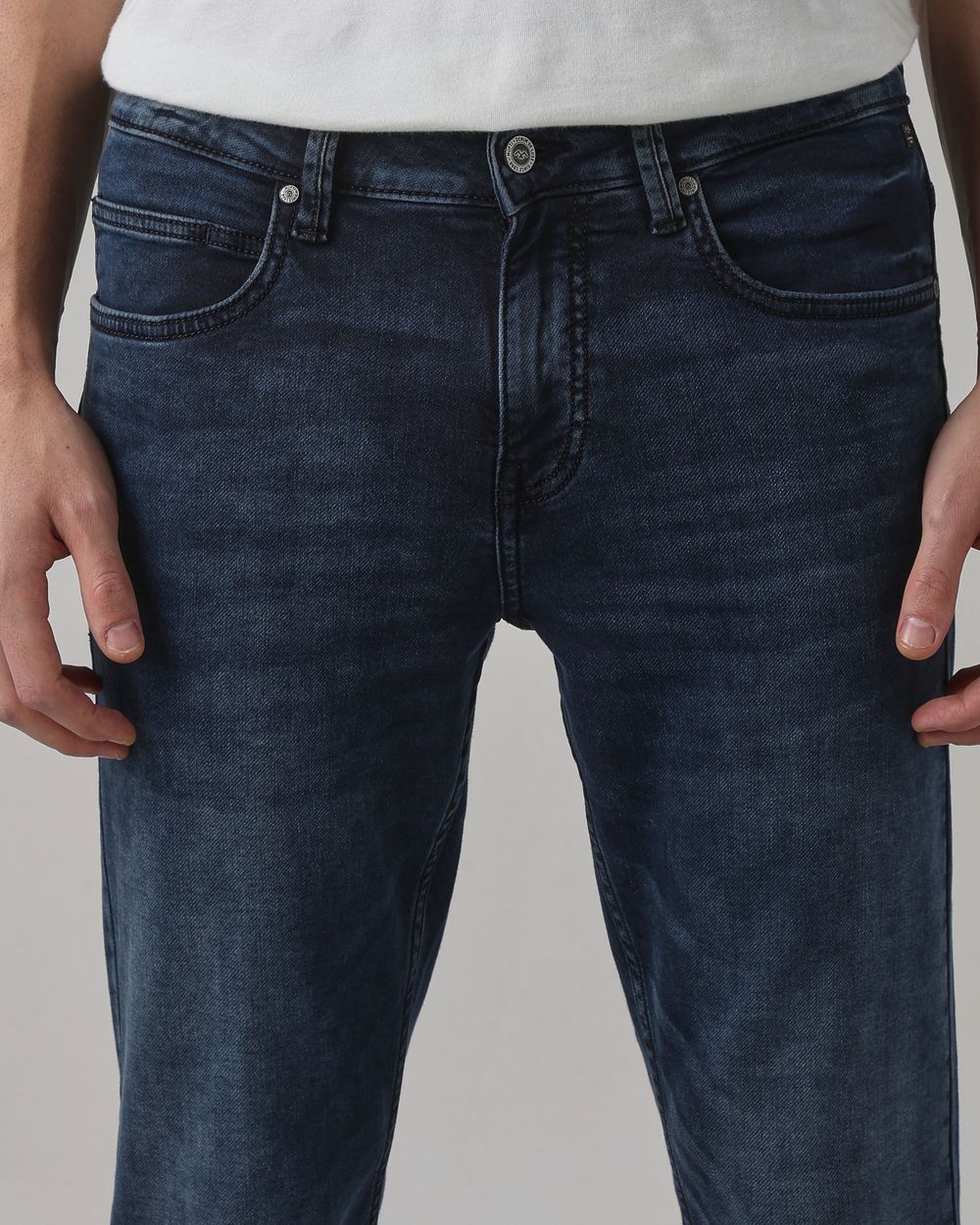 Blue Black Ankle Length Denim Deluxe Stretch