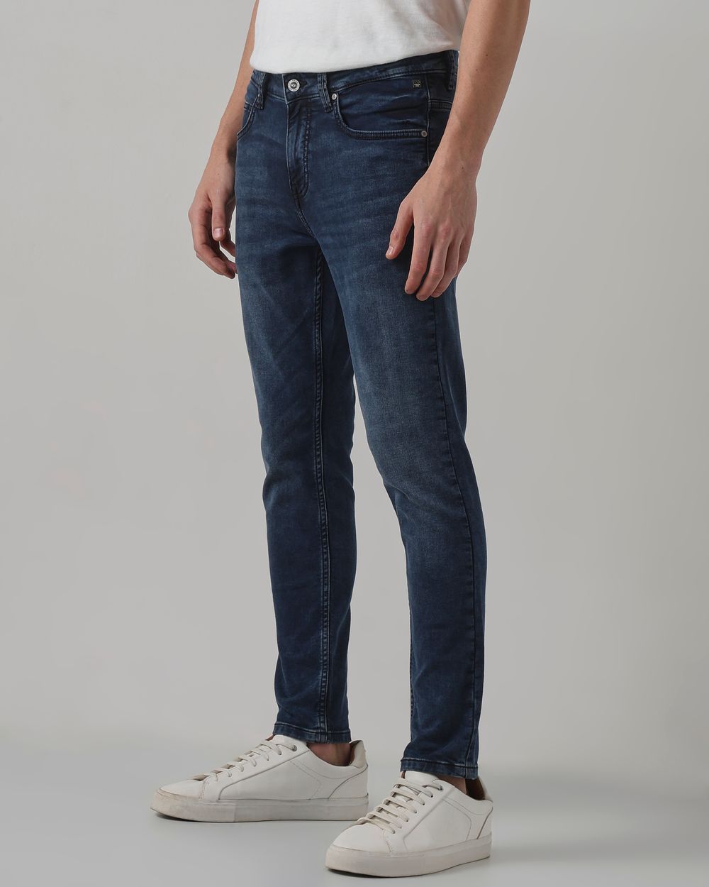 Blue Black Ankle Length Denim Deluxe Stretch