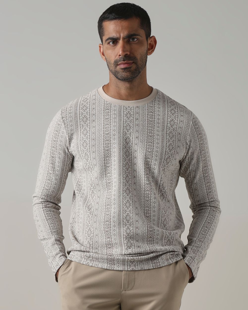 Beige Jacquard T-Shirt