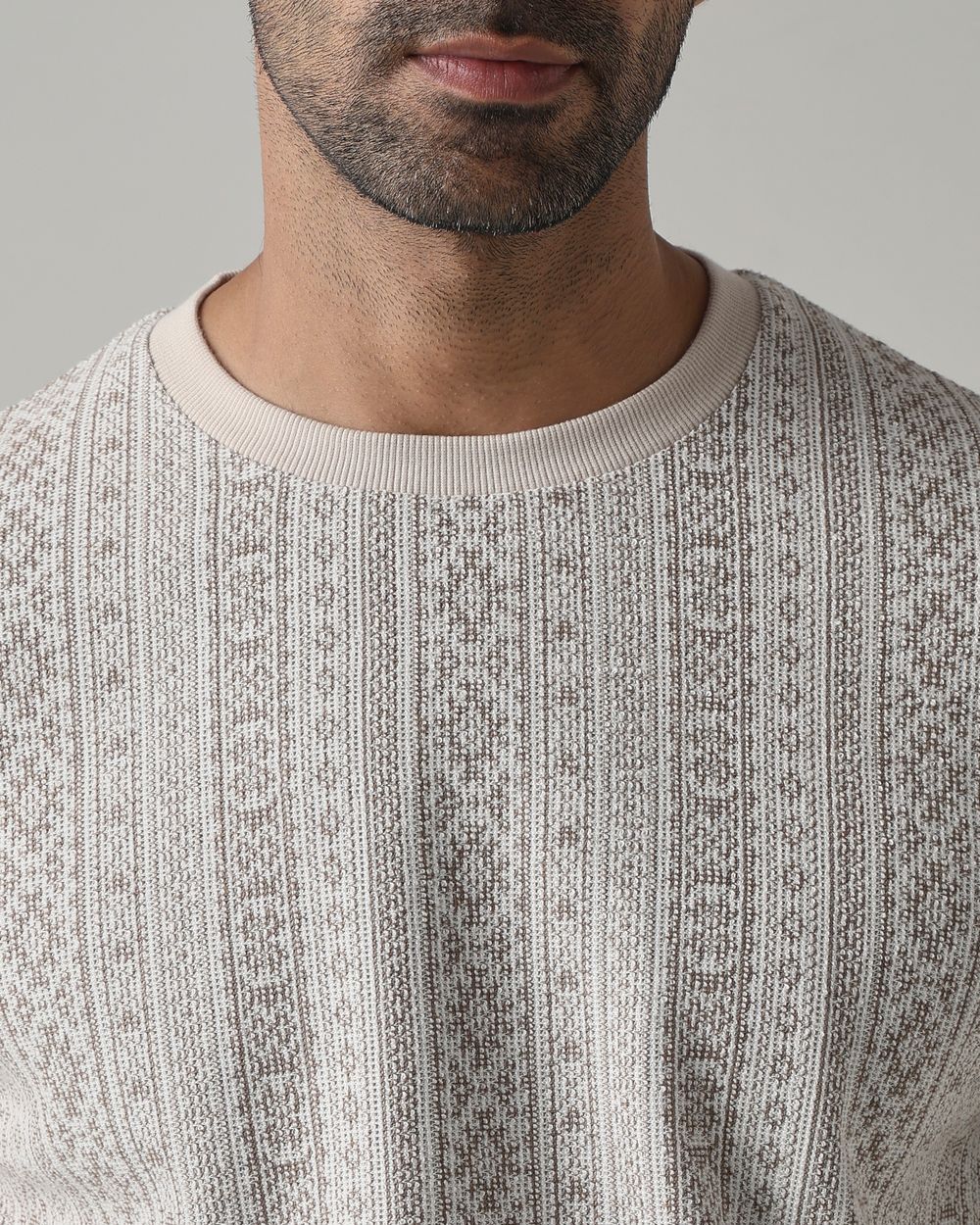 Beige Jacquard T-Shirt