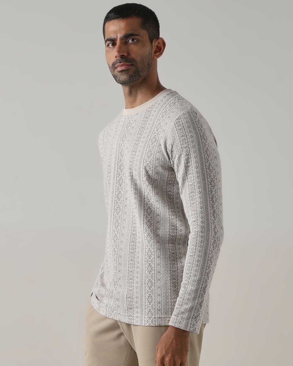 Beige Jacquard T-Shirt