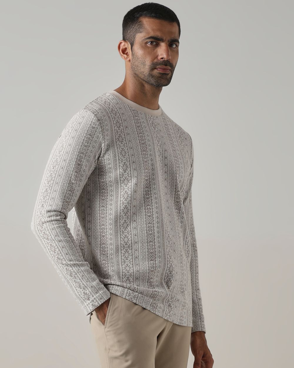 Beige Jacquard T-Shirt