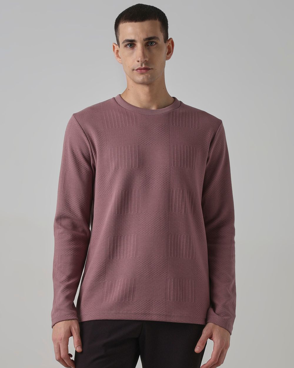 Lilac Textured Plain T-Shirt