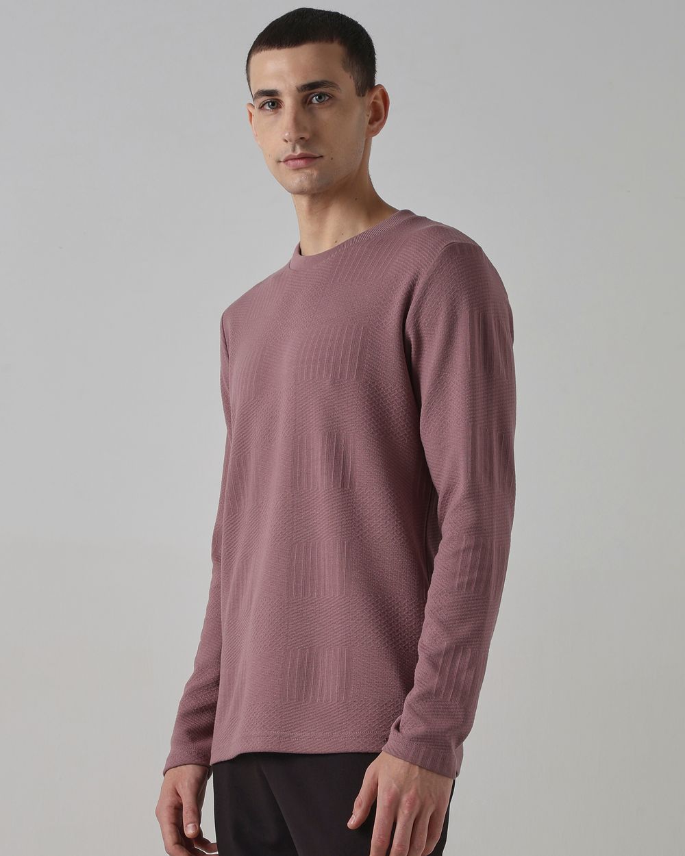 Lilac Textured Plain T-Shirt