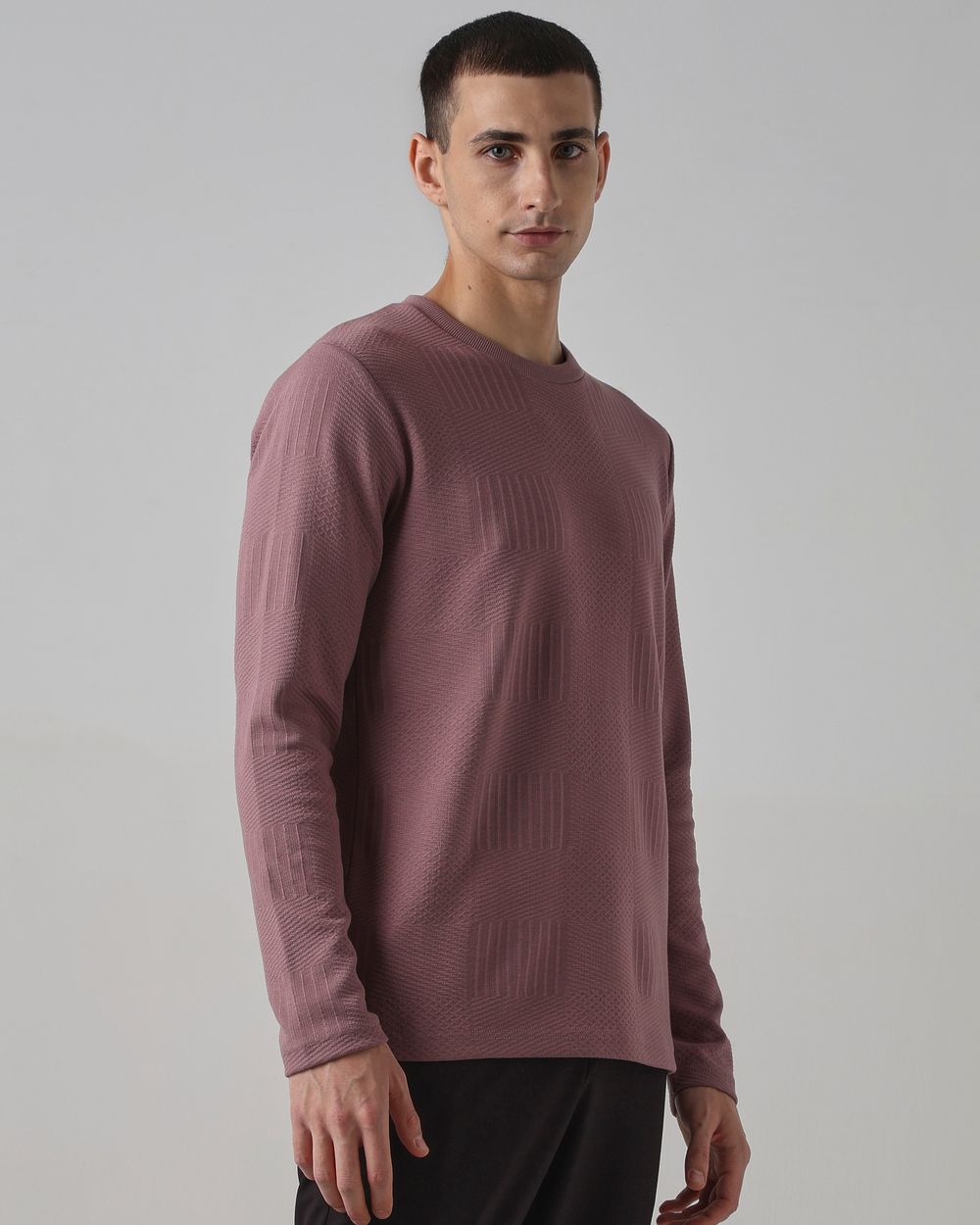Lilac Textured Plain T-Shirt