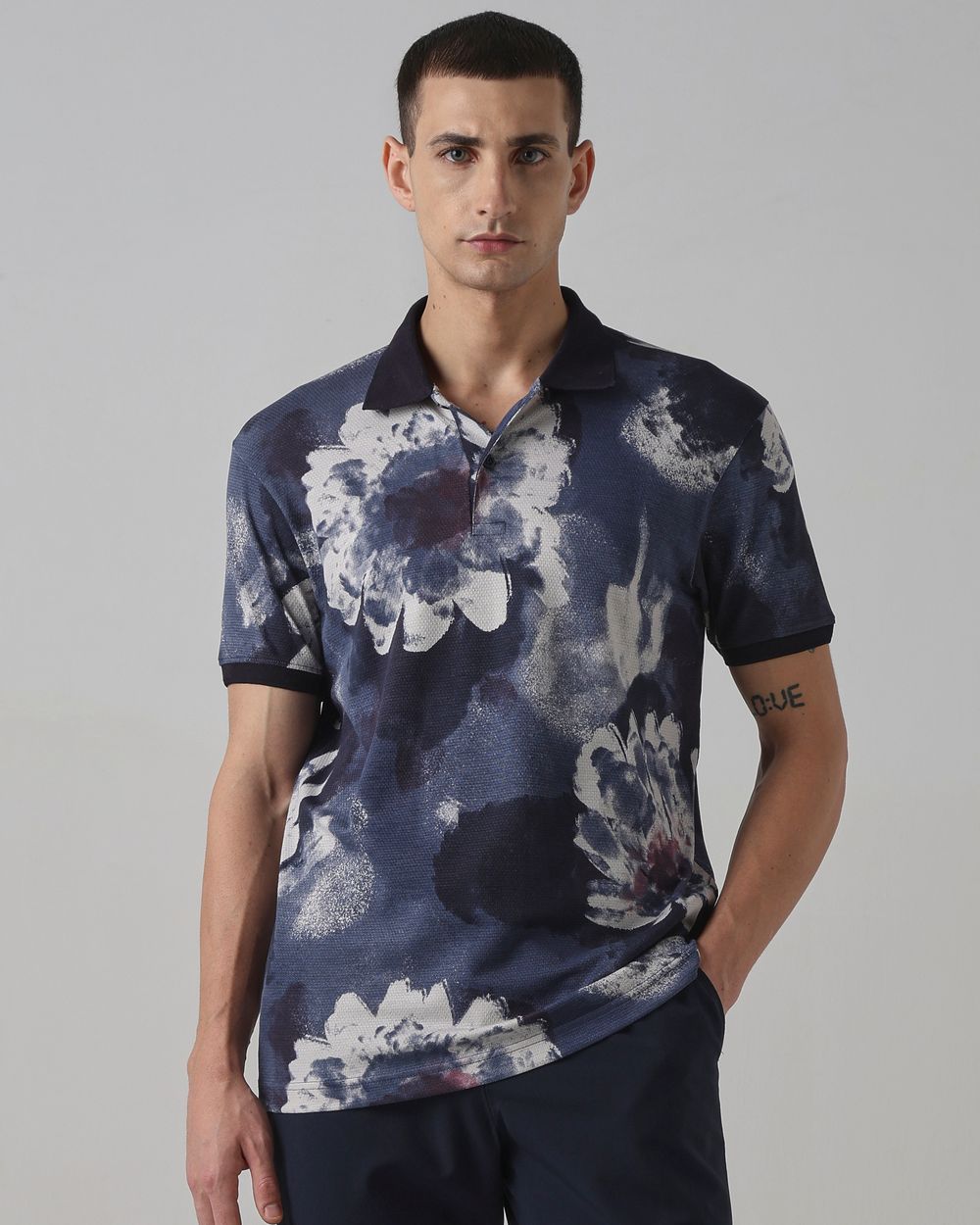 Lilac Floral Print Stretch Polo