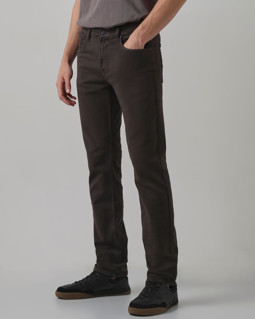 Charcoal Straight Fit Superstretch Coloured Jeans