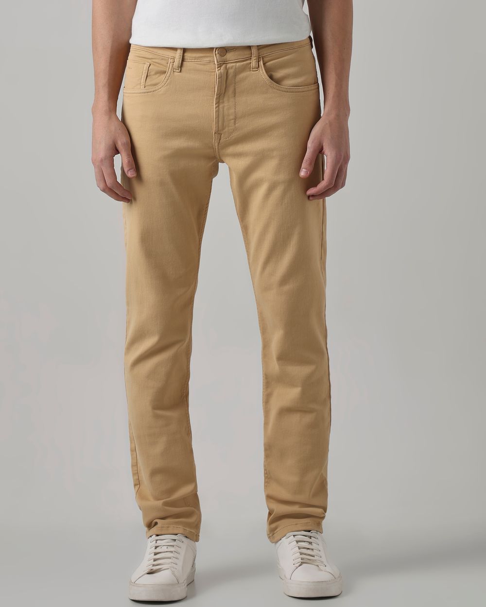 Light Khaki Straight Fit Superstretch Coloured Jeans