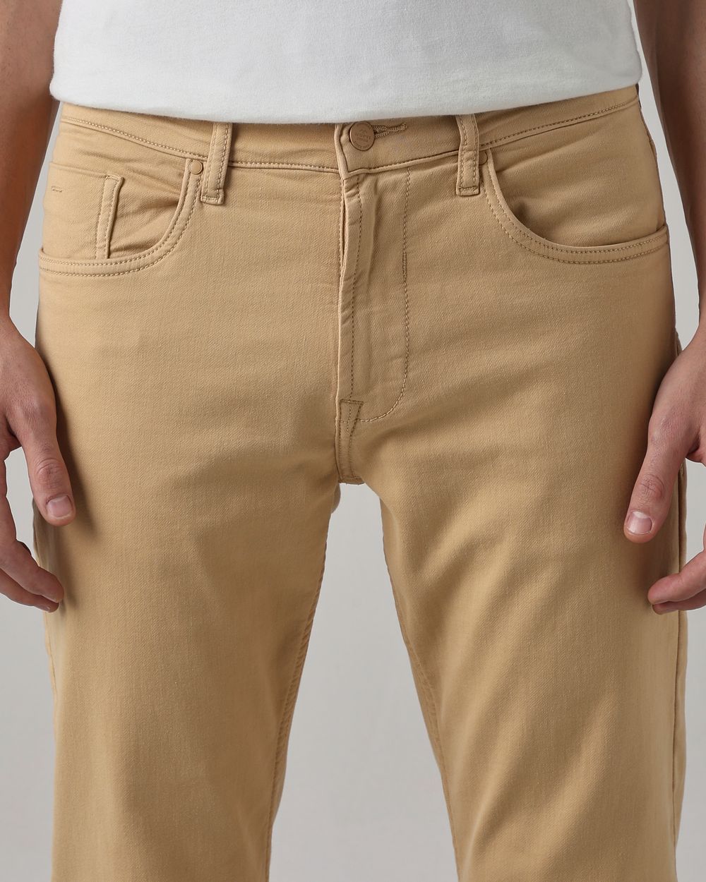 Light Khaki Straight Fit Superstretch Coloured Jeans
