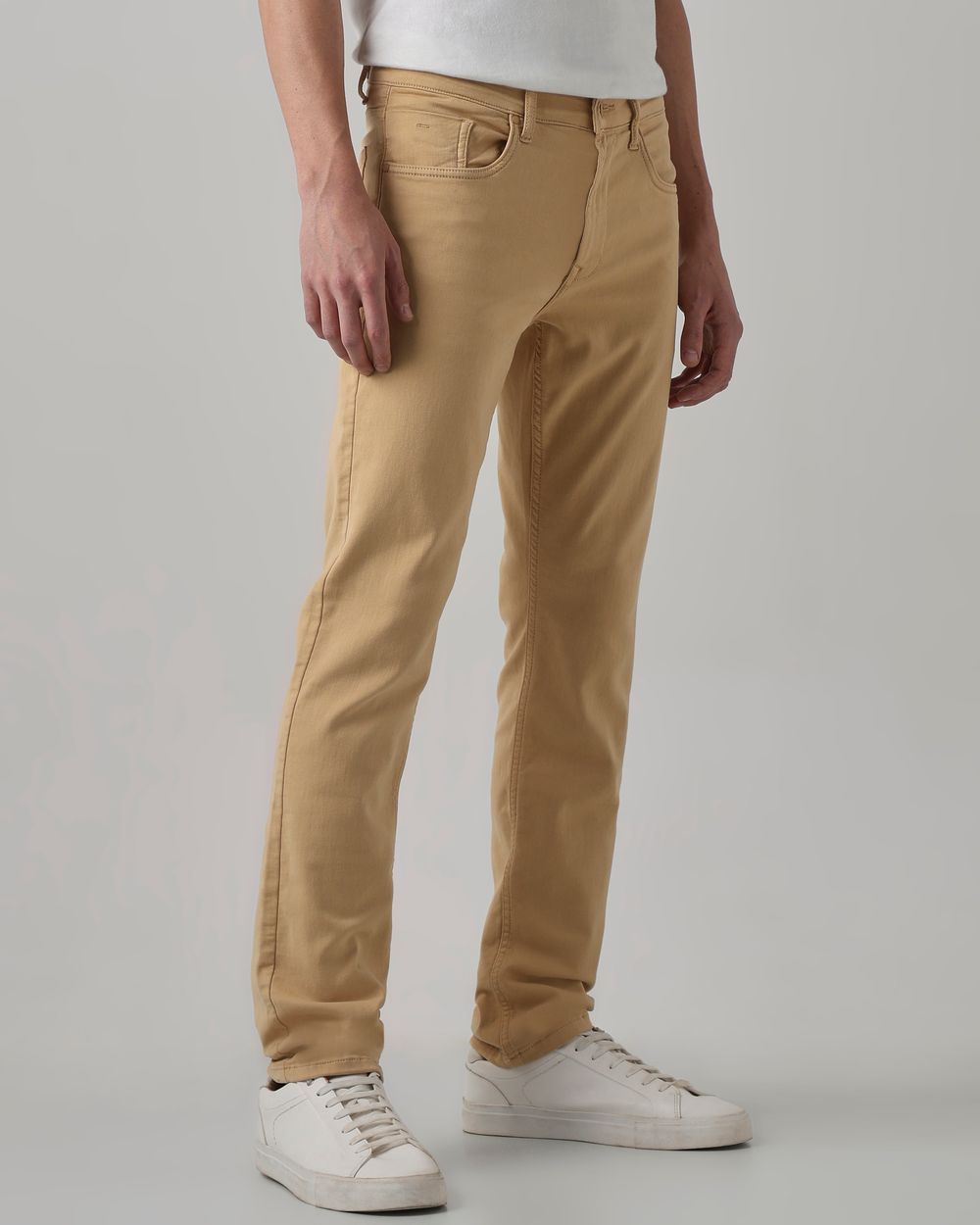 Light Khaki Straight Fit Superstretch Coloured Jeans