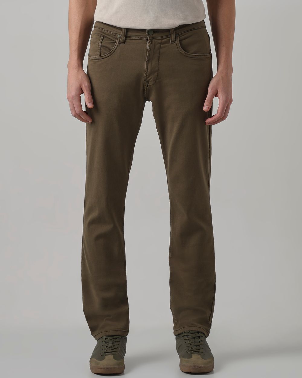 Olive Straight Fit Superstretch Coloured Jeans