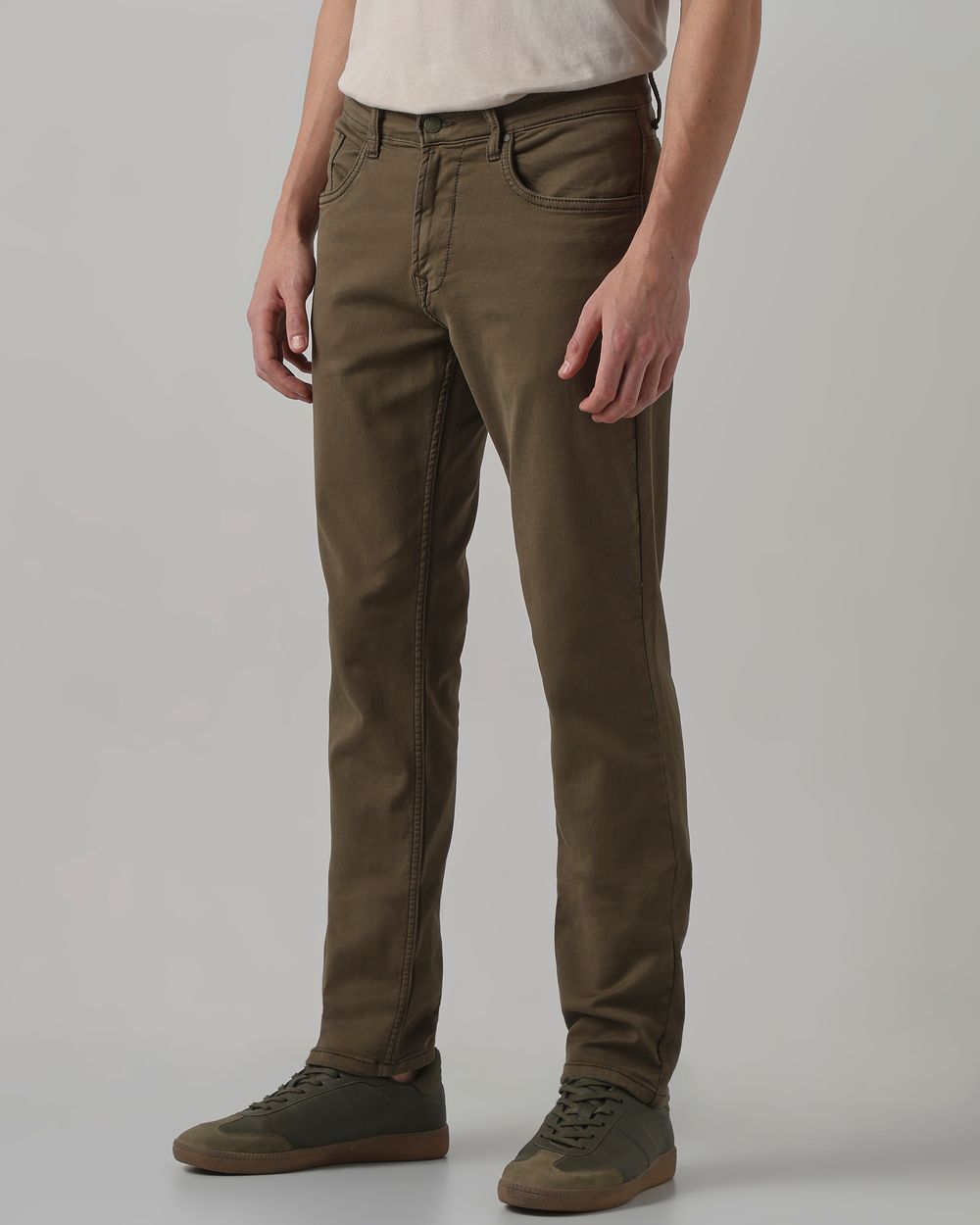 Olive Straight Fit Superstretch Coloured Jeans