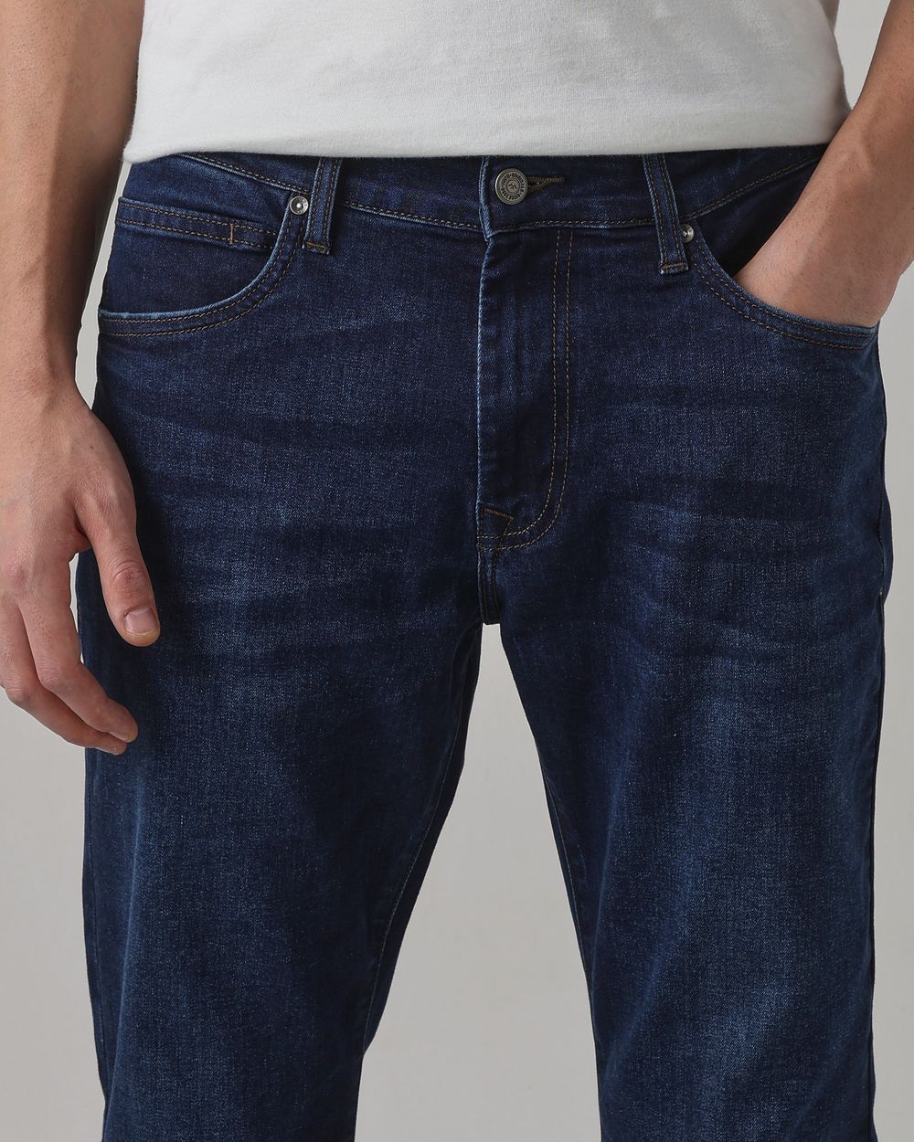 Deep Indigo Blue Straight Fit Original Stretch