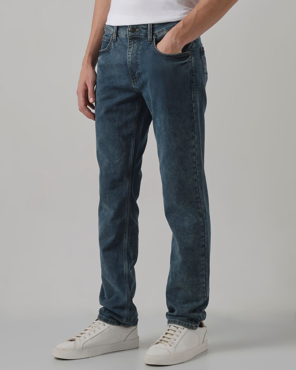 Olive Straight Fit Denim Deluxe Stretch