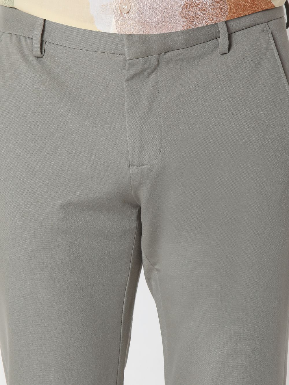 Light Olive Ankle Length Flat Front Pants