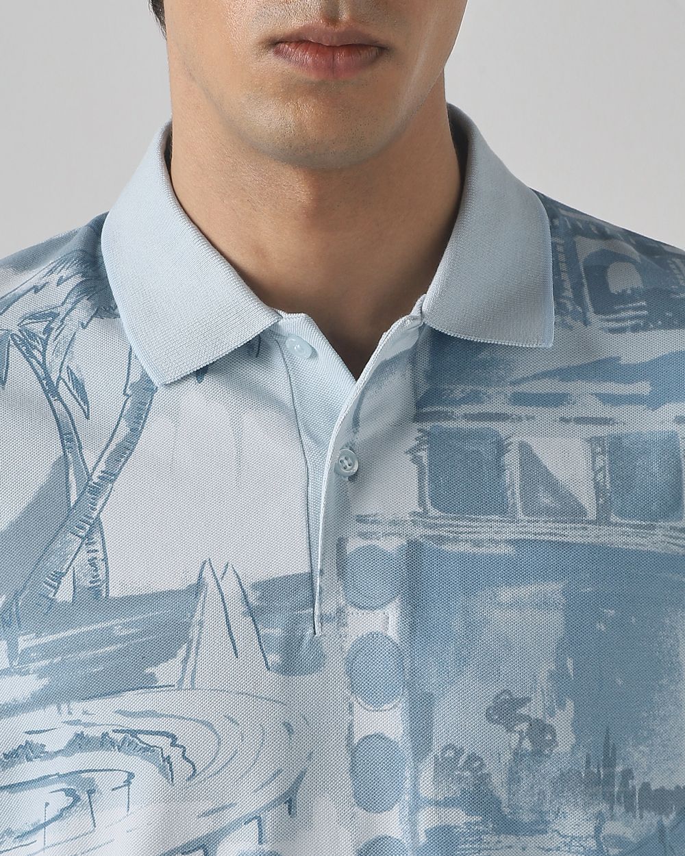 Light Blue Mumbai Print Polo