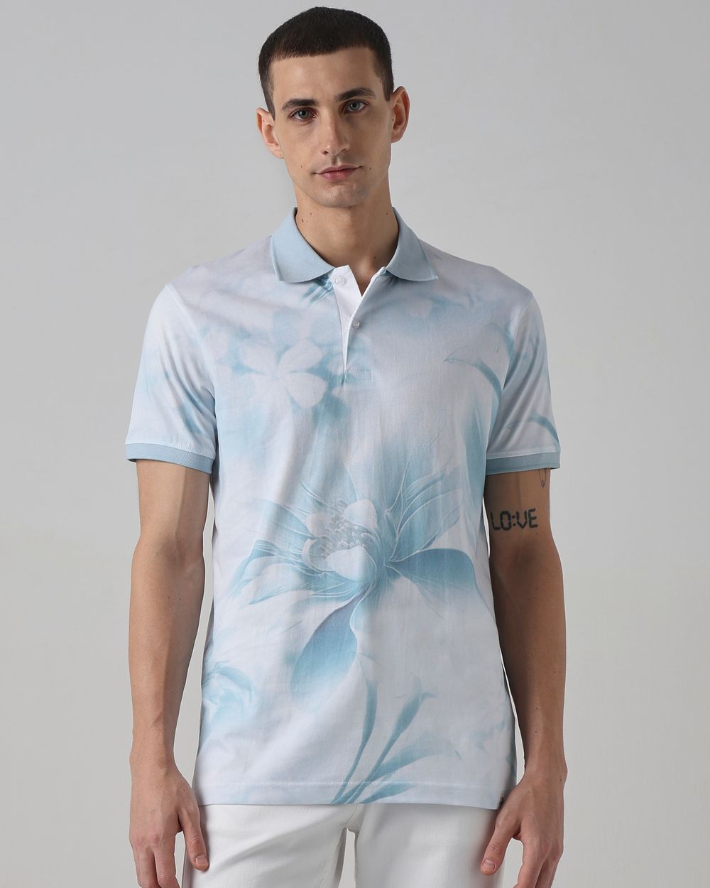Light Blue Digital Print Polo