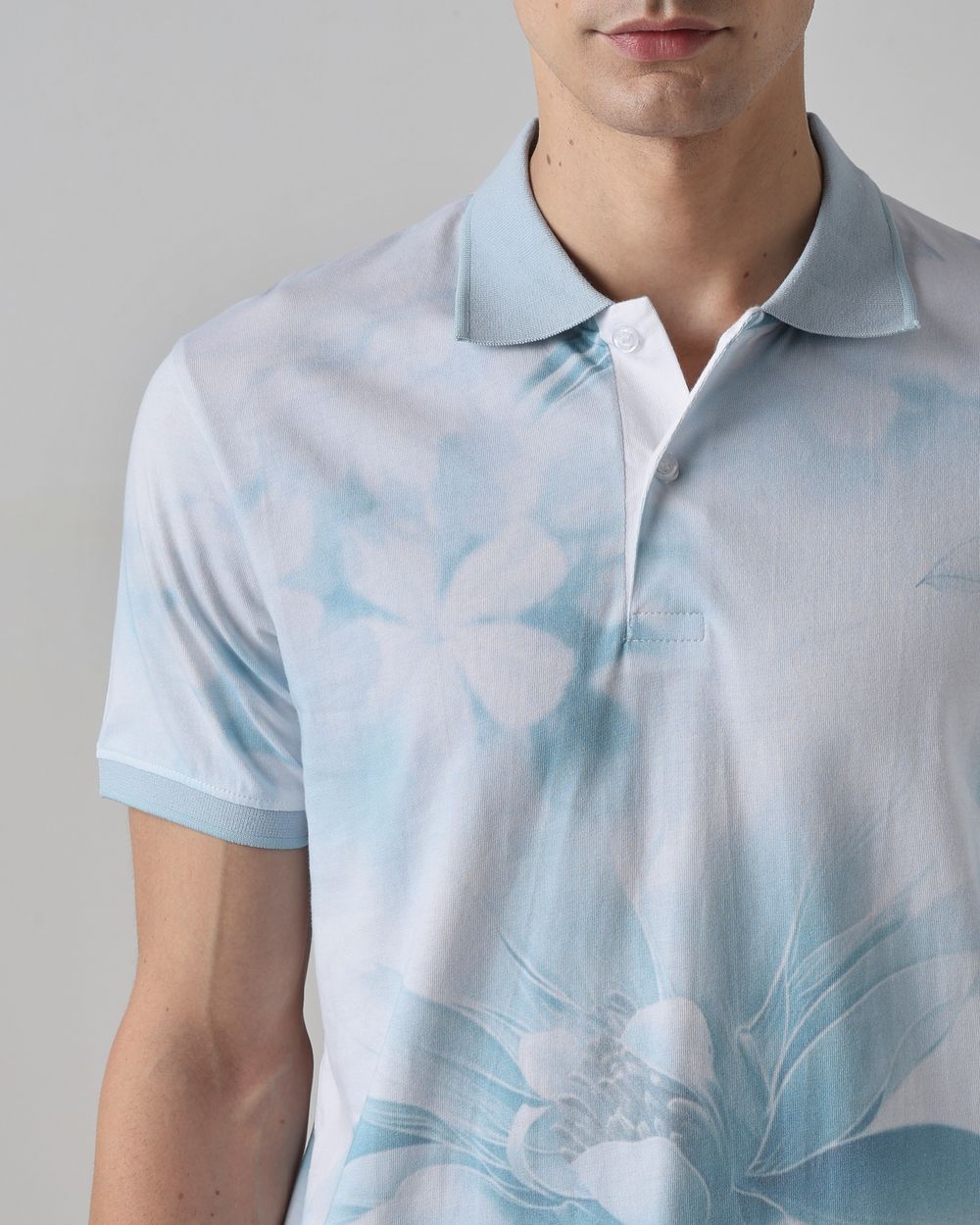 Light Blue Digital Print Polo