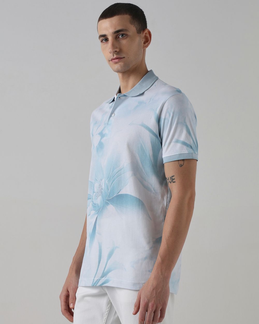 Light Blue Digital Print Polo