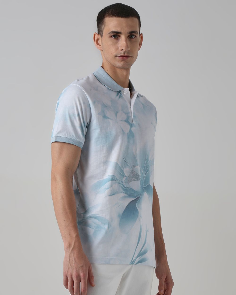 Light Blue Digital Print Polo