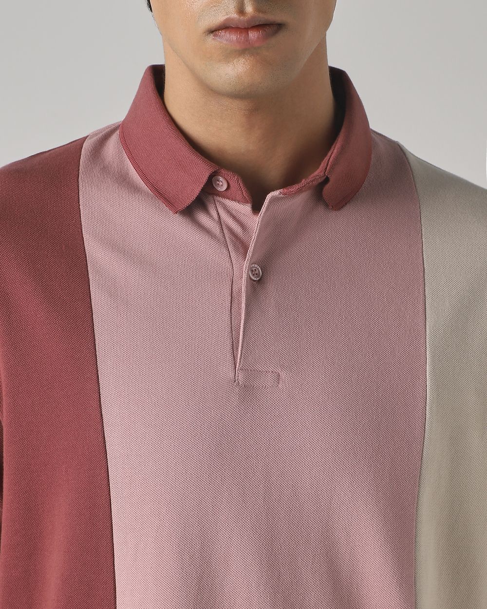 Pink Colorblocked Stripe Polo