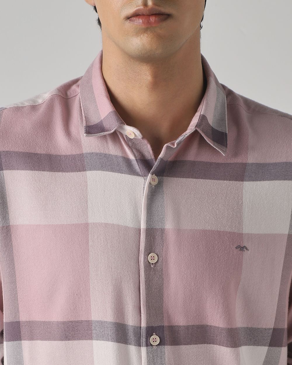 Pink Flannel Check Slim Fit Casual Shirt