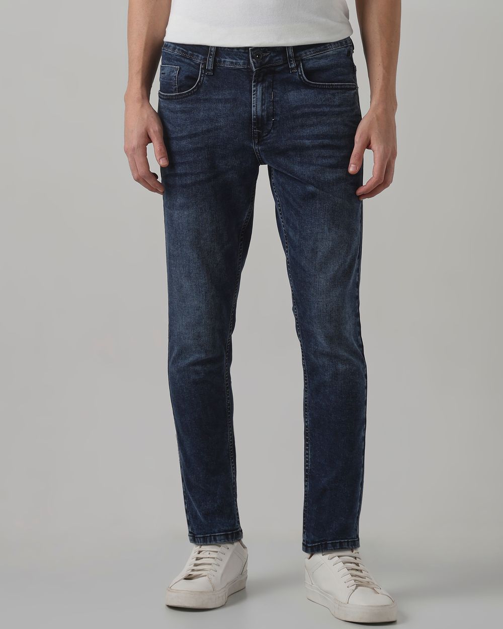 Blue Black Ankle Length Original Stretch Jeans