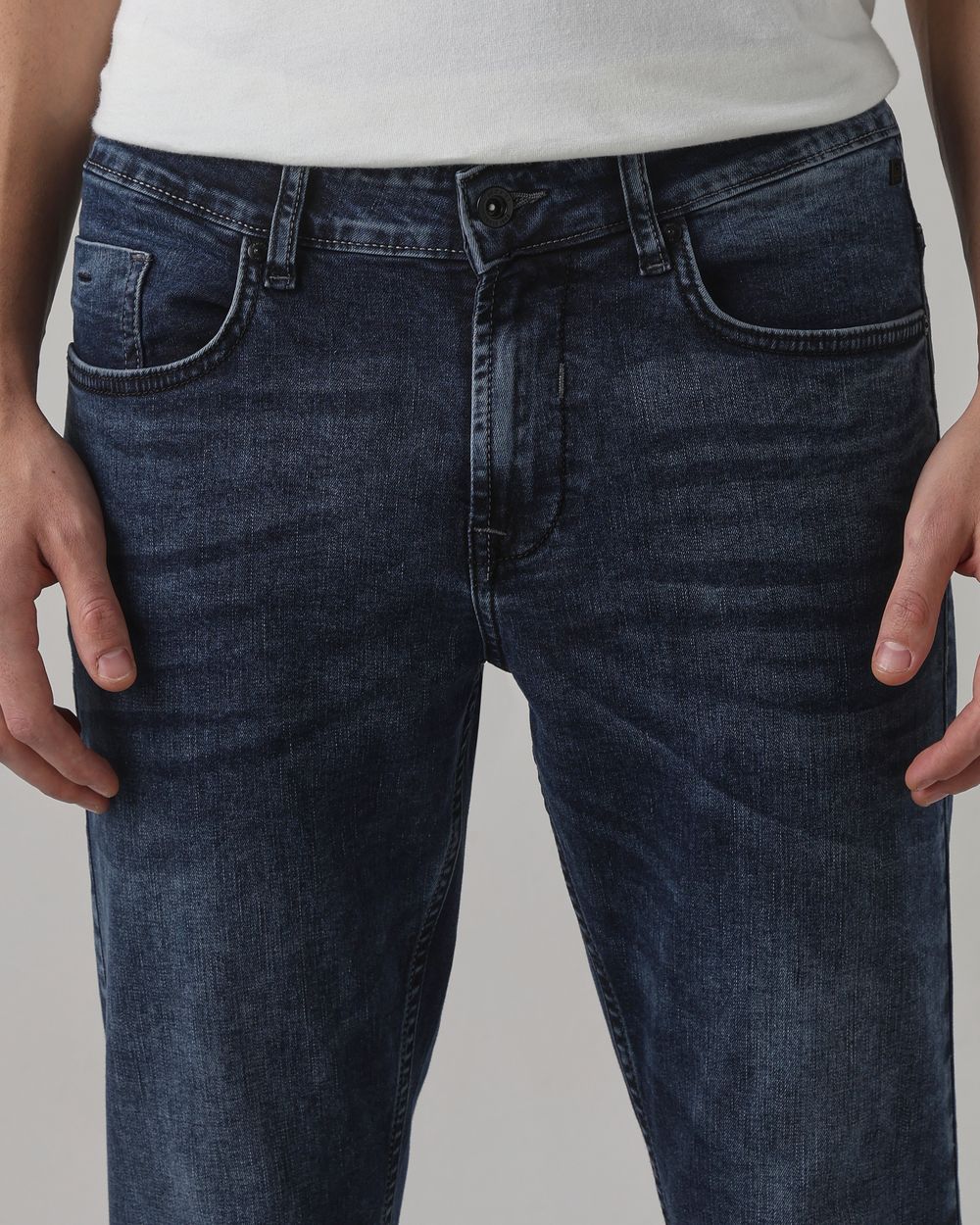 Blue Black Ankle Length Original Stretch Jeans