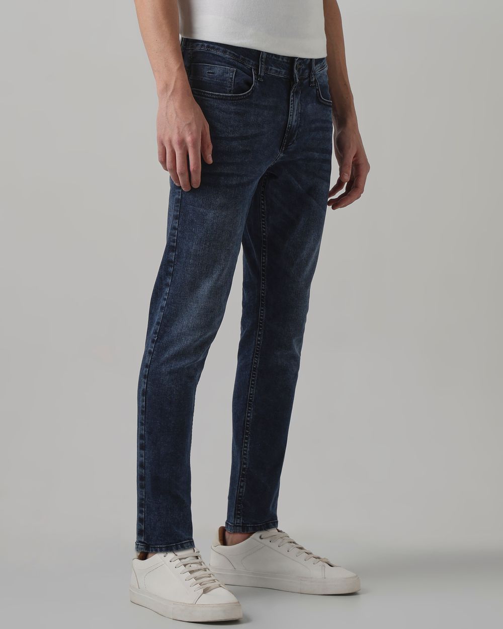 Blue Black Ankle Length Original Stretch Jeans