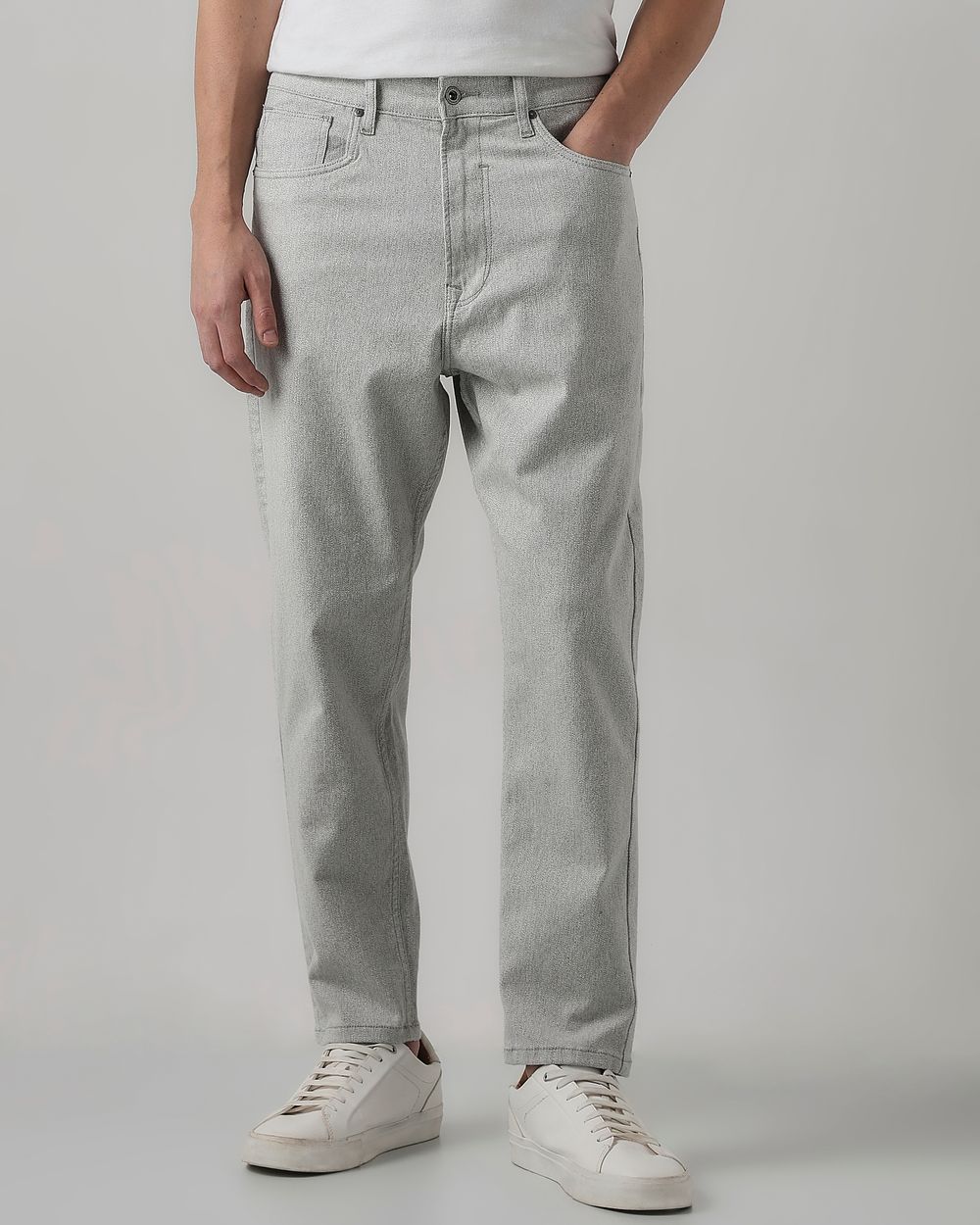 Light Grey Relaxed Ankle Fit Original Stretch Jeans