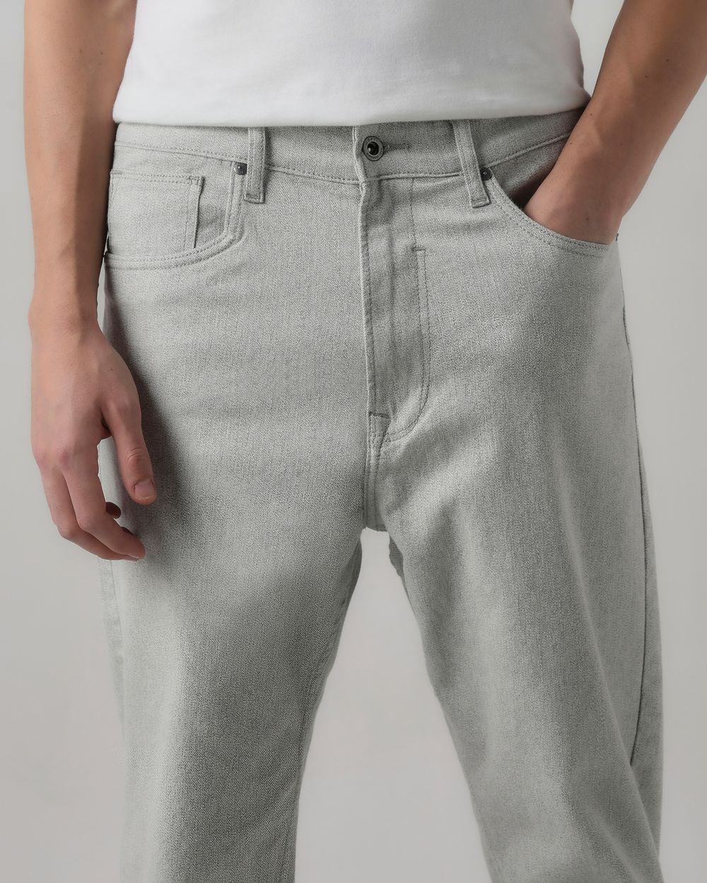 Light Grey Relaxed Ankle Fit Original Stretch Jeans