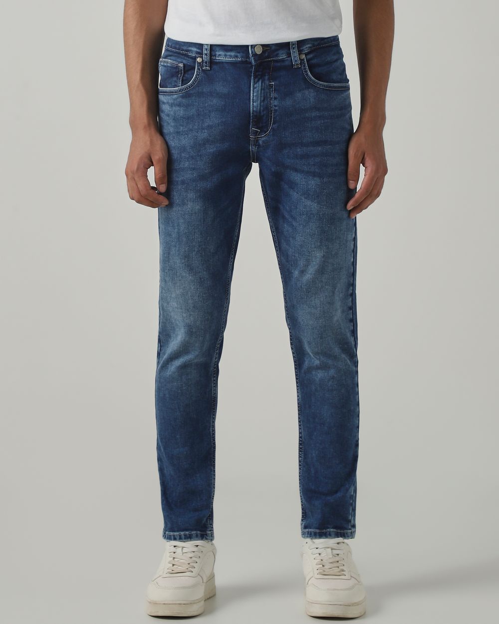 Blue Grey Ankle Length Denim Deluxe Stretch Jeans