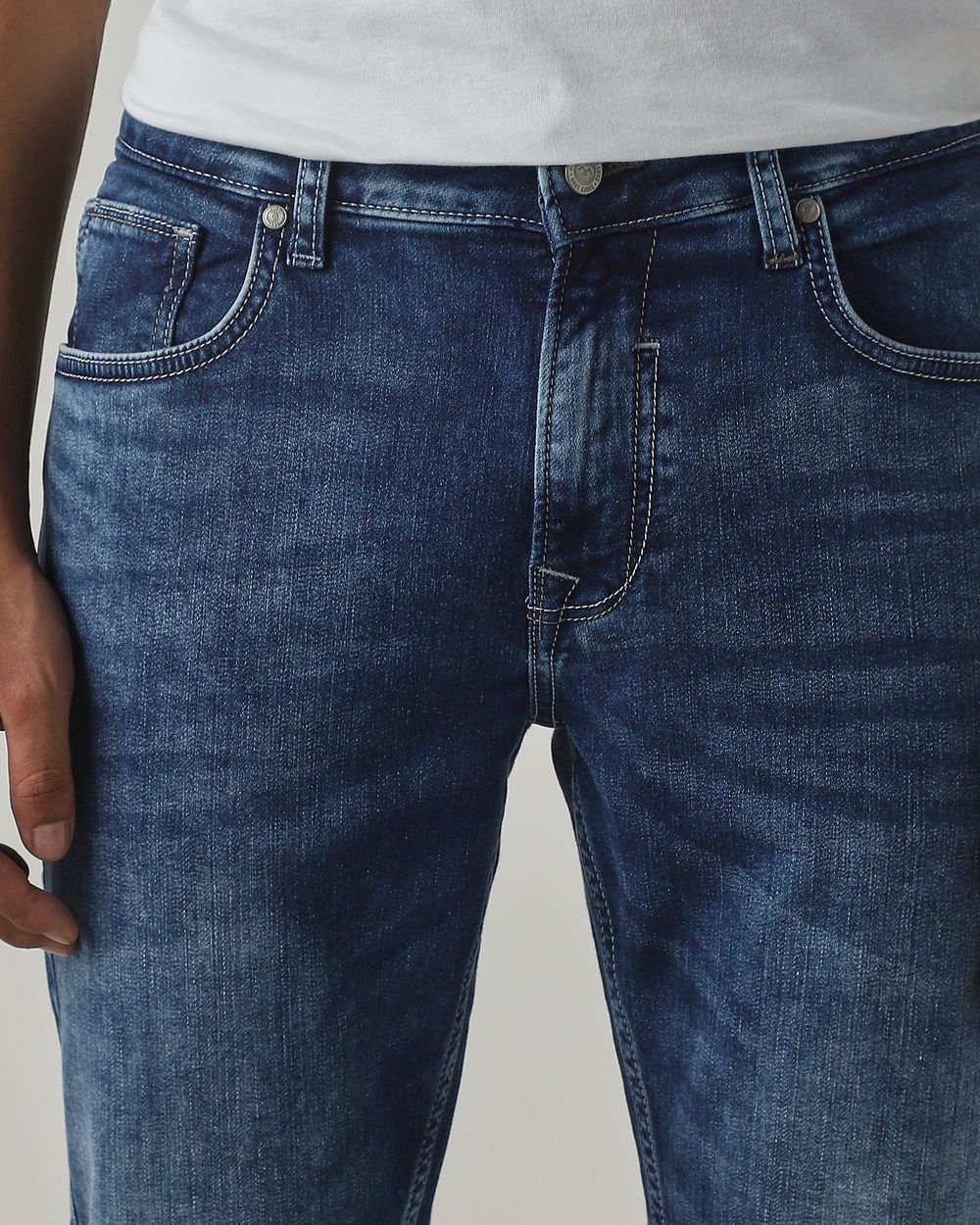 Blue Grey Ankle Length Denim Deluxe Stretch Jeans